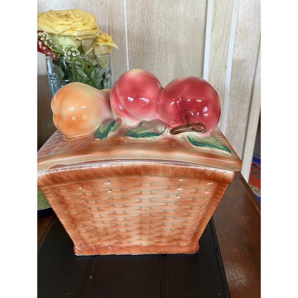 vintage 1970s Storage Ceramic Fruit Basket with Lid RARE Japan - Picture 4 of 12